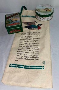 lot 136 image: Remington Collectible Sealed Playing Cards (2) with Tin, Mallard Coasters with Tin
