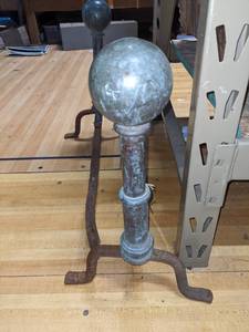 lot 77 image: Antique Cast Metal Cannonball Andirons