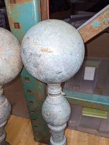 lot 78 image: Antique Cast Metal Cannonball Andirons