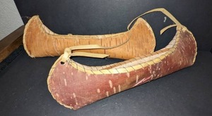 lot 63 image: Pair of Decorative Birch Bark Canoes