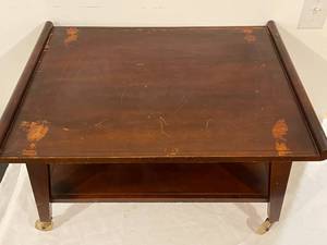 lot 114 image: Vintage Wooden Rolling Cart