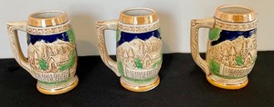 lot 12 image: 3 Ceramic Heidelberg Schloss Mugs