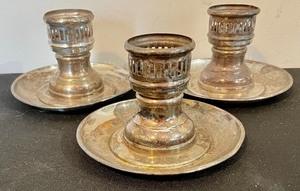 lot 21 image: 3 Silver Plated Candle Holders
