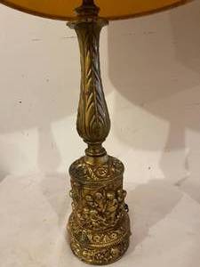lot 140 image: 2 Ornate Vintage Gold Table Lamps