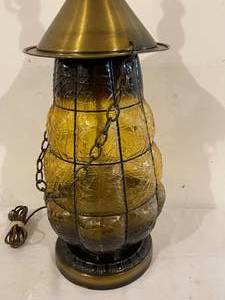 lot 151 image: Glass and Brass Spanish Table Lamp