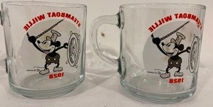 lot 196 image: 2 Vintage Disney Steamboat Willie Glasses