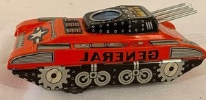 lot 350 image: Tank General Lithograph Tin Friction Toy