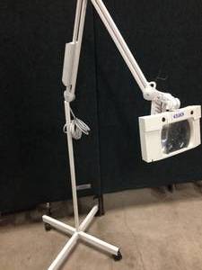 lot 2 image: MSRP $1200&nbspBurton Wave Loupe Magnifier Mobile Floor Lamp - Many Uses For This Portable Light Up Large Screen Magnification  Great Working Condition