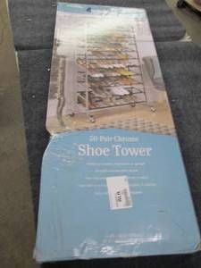 whitmor 50-pair chrome shoe tower o...