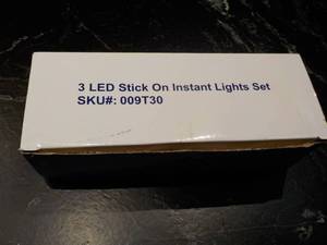 lot 114 image: 3 LED Stick on Instant Lights Set...