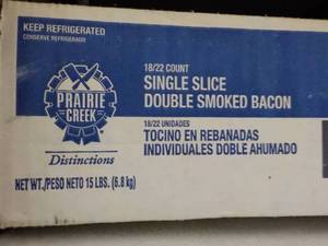 lot 251 image: 15 lb. box Frozen Single Sliced Bac...