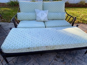 lot 3 image: Frontgate Outdoor Bench and Ottoman