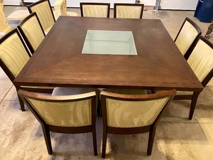 lot 1 image: Beautiful Dining Room Table and Eight Chairs