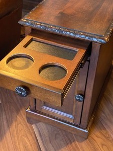 lot 14 image: Accent Table with Sliding Beverage Tray and Electrical Outlets