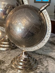 lot 15 image: Two Decorative Silver Colored Globes