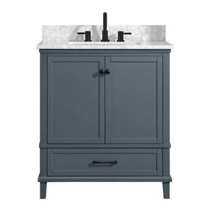 lot 255 image: Home Decorators Collection Merryfield 31 in. W Dark Blue Bath Vanity Model 19112-VS31-DG  (Top Has Cracks)