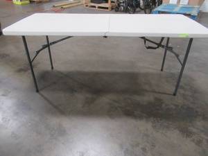 lot 262A image: HDX 6 ft. Earth Tan Folding Resin Table, TA3072FX03 - Scratched.