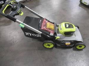 lot 7 image: Ryobi 21 in. HP 40V Brushless Cordless Battery Walk Behind Self-Propelled Lawn Mower - Key, (2) 6.0 Ah Batteries and (1) Charger. Runs Well
