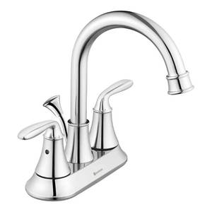 lot 809 image: Glacier Bay Sadira 4 in. Centerset 2-Handle High-Arc Bathroom Faucet in Chrome, HD67513W-6001.