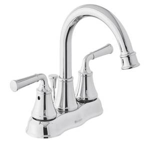 lot 815 image: Glacier Bay Dunston 4 in. Centerset 2-Handle High-Arc Bathroom Faucet in Chrome, HD67513W-6801.