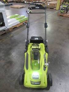 lot 16 image: Ryobi 20 in. 40-Volt Brushless Lithium-Ion Cordless Battery Walk Behind Push Lawn Mower, Key,  5.0 Ah BatteryCharger Included. , RY401011. - Loose Battery Compartment Cover.