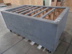 lot 152 image: WOODEN RETAIL DISPLAY RACK Used For Carpeting, Shovels, Brooms, Fencing, And Other Tall Items - Approximate Dimensions 101 x 64 x 44 12.