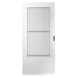 lot 172 image: EMCO 34 in. x 80 in. 100 Series White Self-Storing Storm Door, E1SS-34WH.