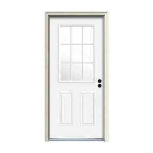 lot 173 image: Jeld-wen 34 in. x 80 in. 9 Lite White Painted Steel Prehung Left-Hand Inswing Back Door wBrickmould, THDJW184600013.