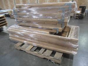 lot 163 image: WHOLESALE MIXED PALLET OF MISCELLANEOUS WOOD FRAMES FOR MAKESHIFT RETAIL SHELVING
