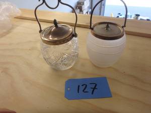 Two Crystal English Biscuit Jars