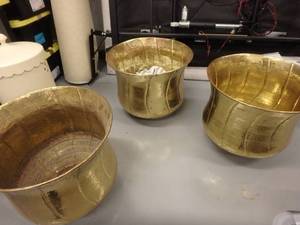 Three Large Fancy Brass Containers