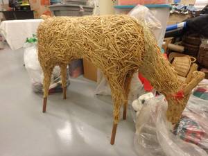 Two Large Straw Deer