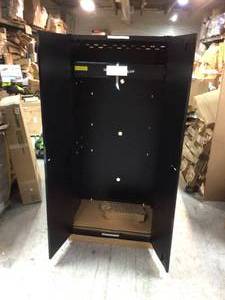 Husky Heavy Duty Welded 20-Gauge Steel Freestanding Garage Cabinet in Black (36 in. W x 81 in. H x 24 in. D) damged and missing key see pictures