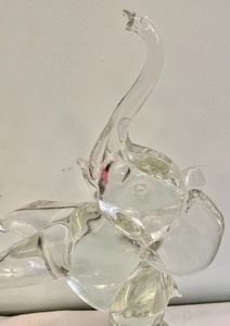 Glass Elephant on a Ball Figurine