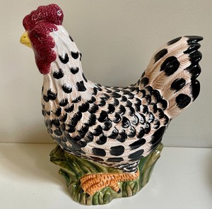 2 Hand Painted Ceramic Roosters