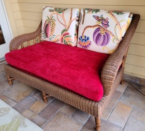 Colorful Wicker Loveseat