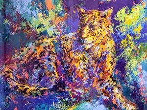 Framed Leopard Serigraph by Mark King