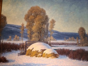 Framed Winter Landscape Oil Painting by Charles Fritz