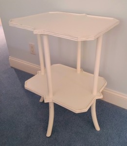 Two Tiered White Accent Table