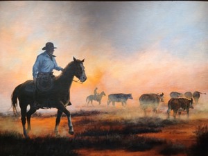 Framed Western Painting by Hal Sutherland