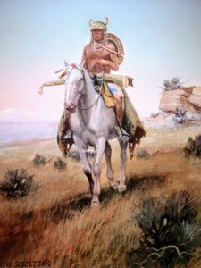 Framed Native American Painting by W.S. Seltzer