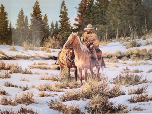 Gold Framed Western Print by Paul Aberant