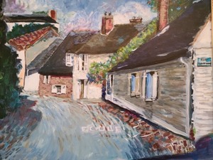 Ornately Framed The Village of Giverny Painting by Judie Jones