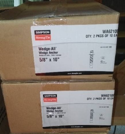 lot 66 image: Simpson Wedge- All Wedge Anchor 58 X 10 in., 2 Cases
