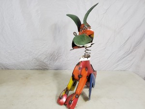 lot 22 image: Recycled Metal Dog with Bobble Head