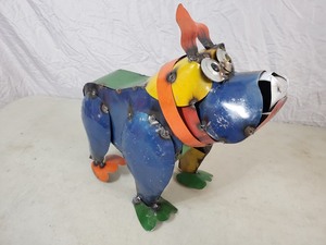 lot 23 image: Recycled Metal Dog with Marble Eyes