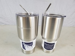 lot 48 image: 2 New 30 oz Stainless Tumblers with Straws