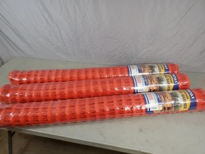 lot 55 image: 3 New Rolls of 4 x 100 ft Snow Fence  Warning Fence