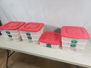 lot 157 image: 4 New 3 Tier Plastic Storage Bins