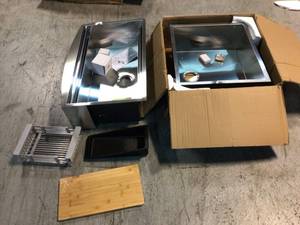 Lot of 2 Handcrafted All-in-One Apron Mount 33 in. x 22 in. x 9 in. Single Bowl Kitchen Sink in Stainless Steel with Accessories by AKDY Slightly Damaged on one See Pictures